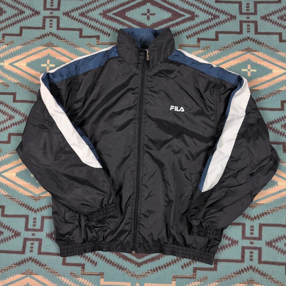 Vintage 90s Fila Windbreaker Jacket FULL Zip Size LARGE Mesh Retro Lightweight